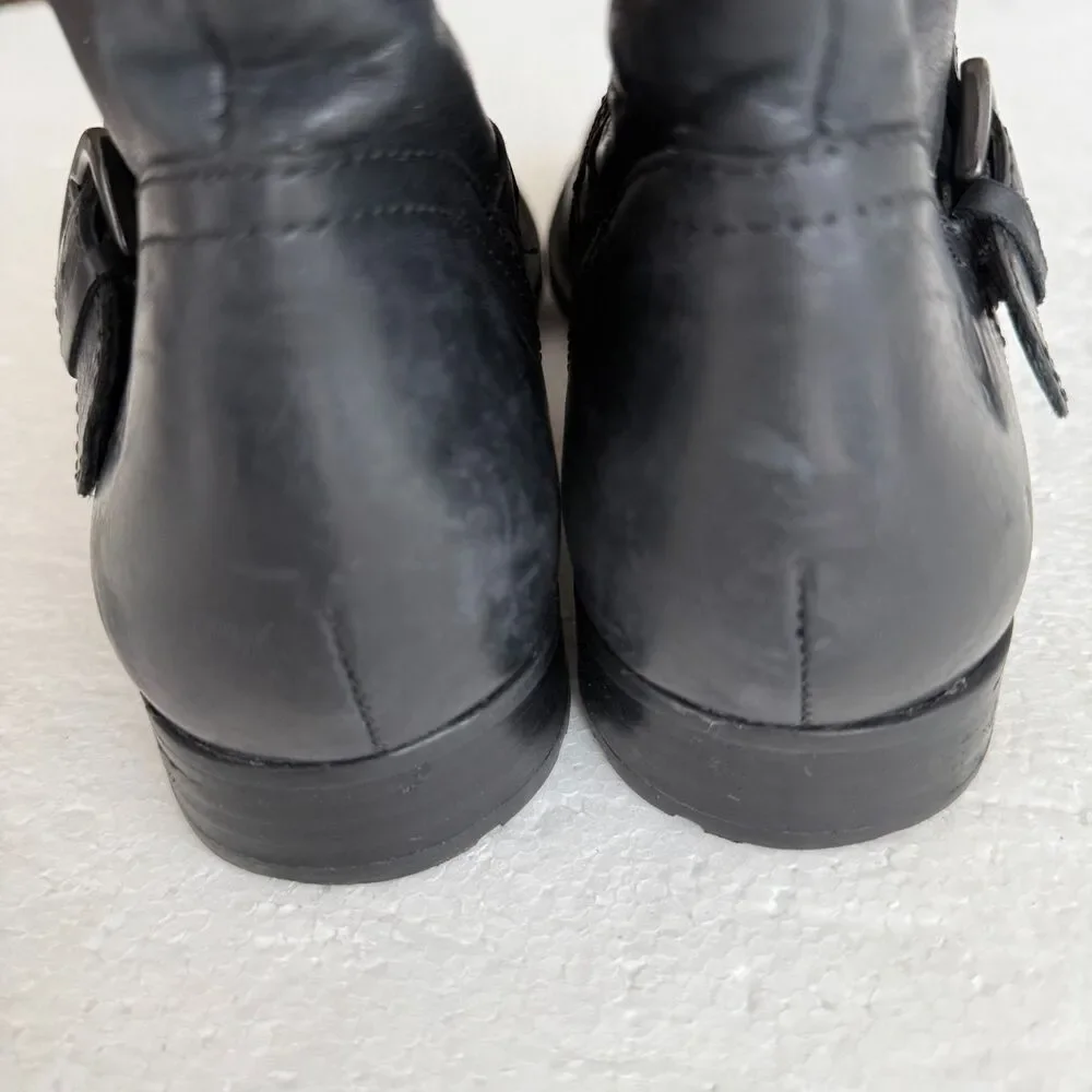 Size 8M - Born Falmouth Tall Women's Black Leather Plaid Lined Western Boot